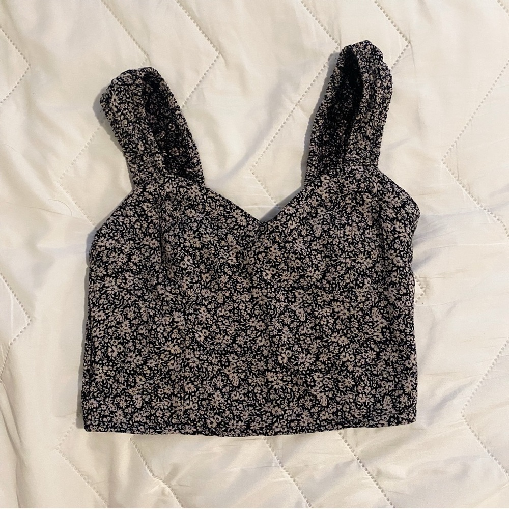 Floral Black and White Women's Top